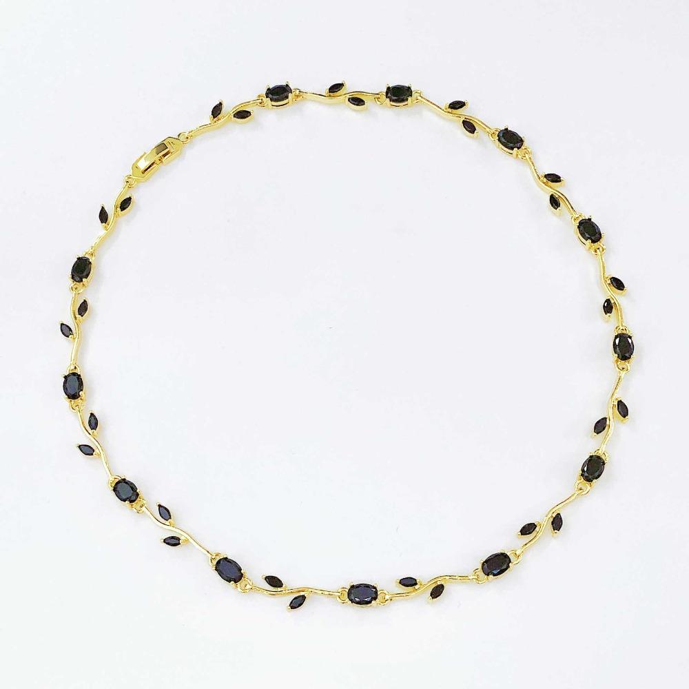 Multicolour Rose Flower Necklace Light Luxury Crystal Leaf Necklace Zircon Necklace  Women Girls