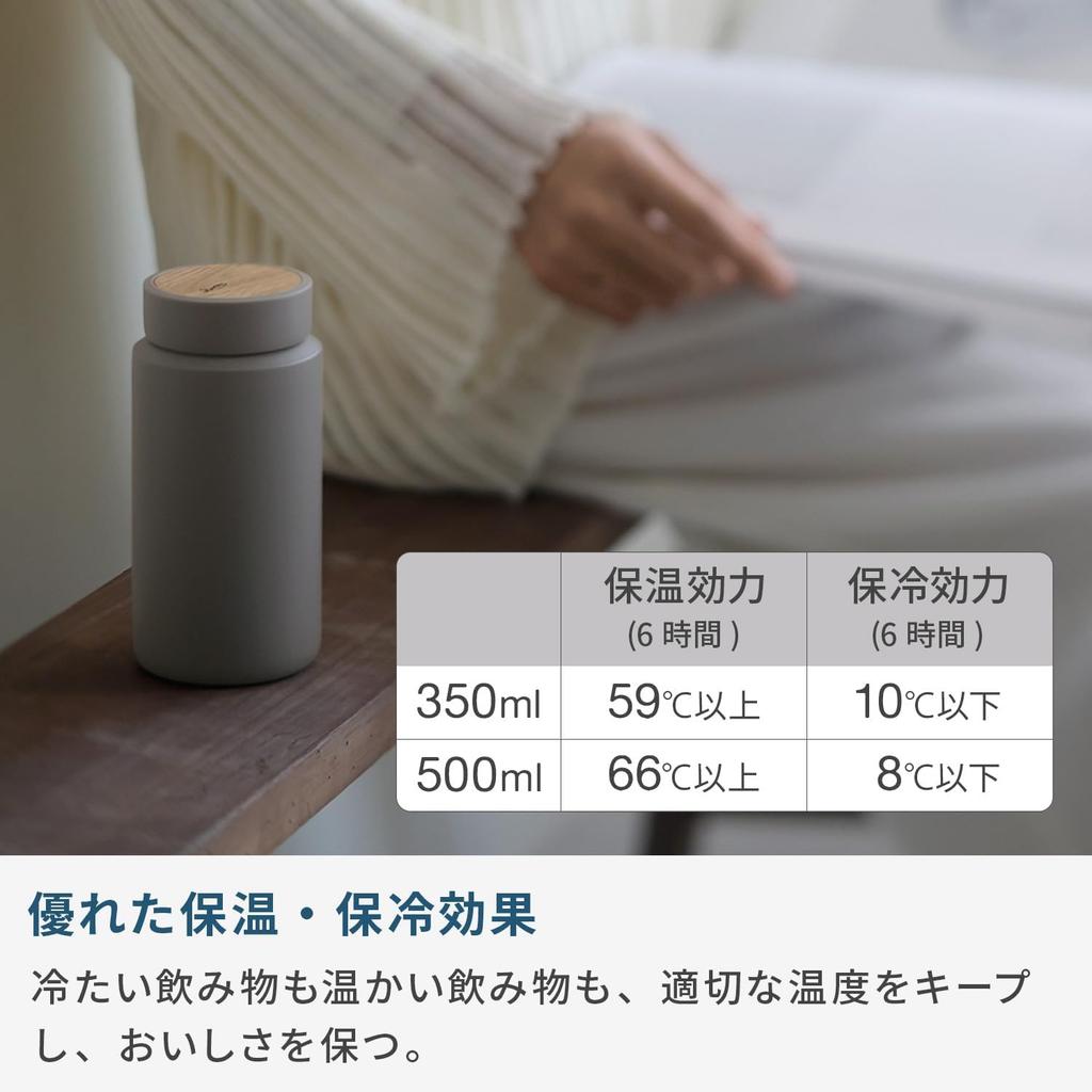 Бутылка Rivers MOKU из нержавеющей стали 350 мл для кружки, бутылка для воды с широким горлом, кофейная бутылка, кофейный пепельно-голубой цвет (Легкий/приблизительный. 195 г/Легкая стирка)