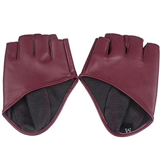 Lady Fashion Faux Leather Half Finger Gloves Driving Pole Dancing Show Gloves