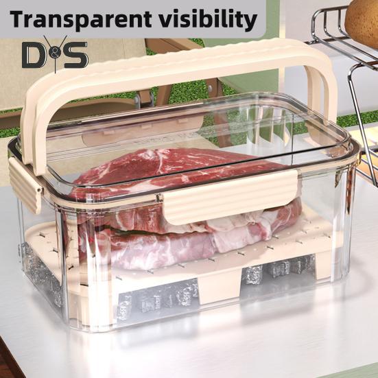 Контейнер для хранения салата, герметичный, прозрачный, контейнер для фруктов, двухъярусная корзина для охлаждения льда, переносной контейнер для фруктов с дренажным поддоном