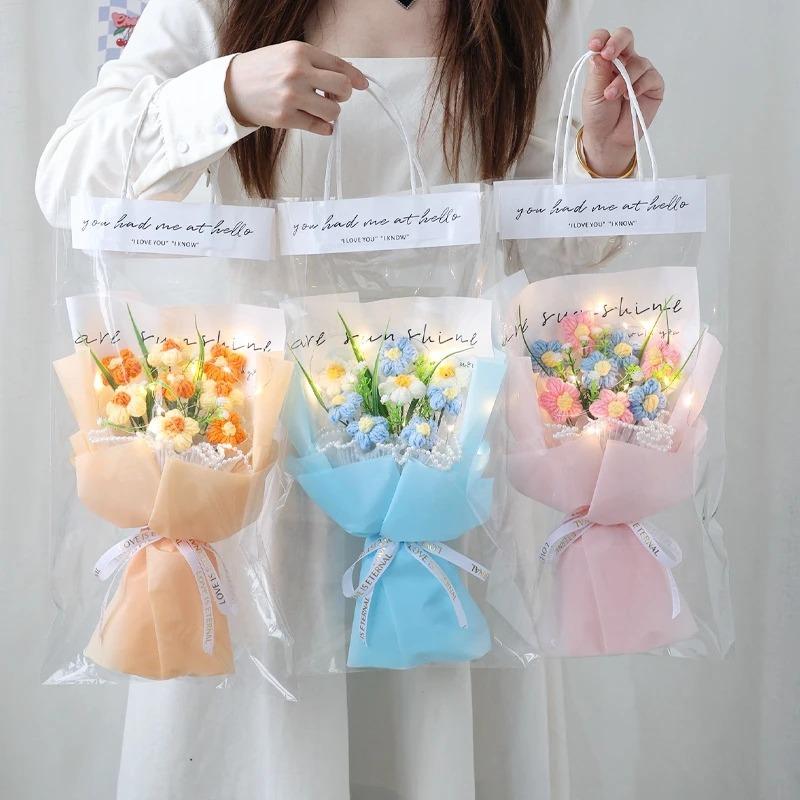 Искусственный цветок Вязаный крючком Букет цветов Вечные цветы Свадебный подарок для гостей Букеты цветов Подарок на день матери