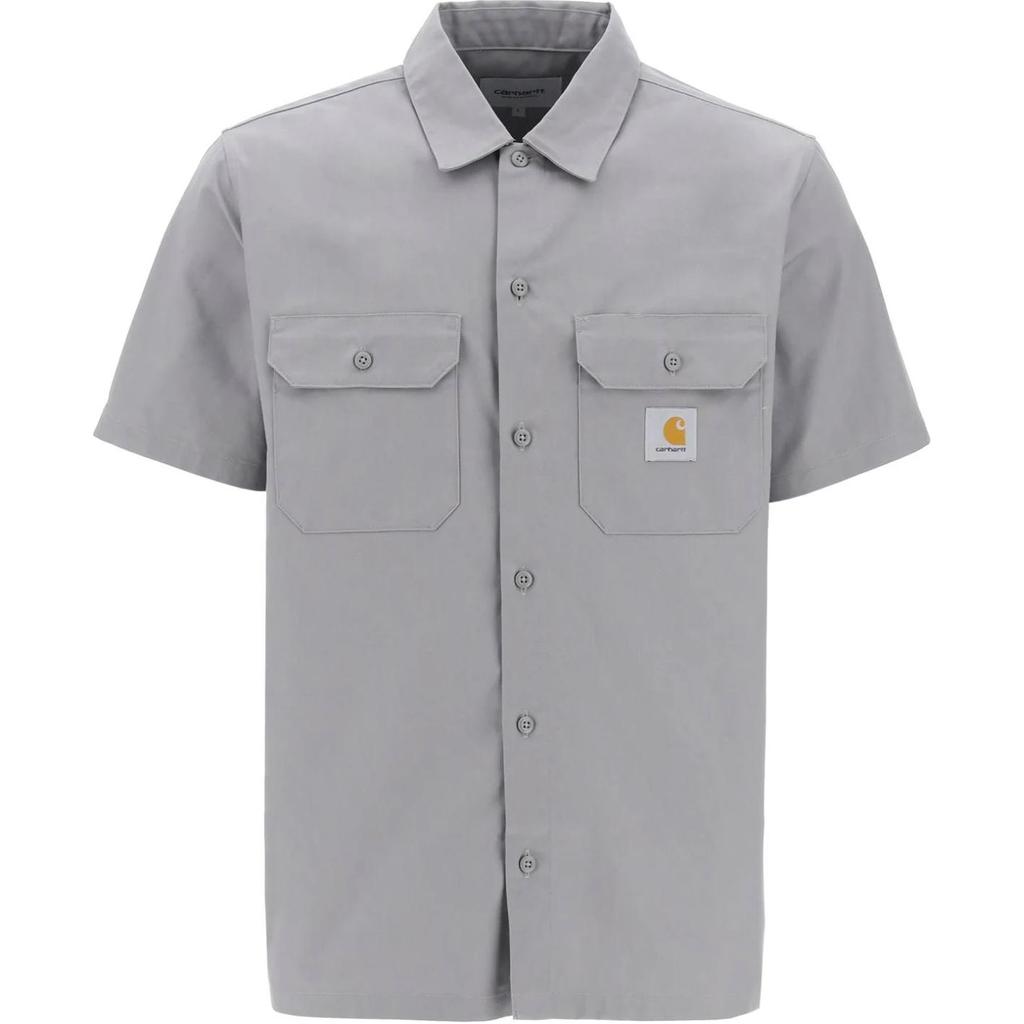 Carhartt WIP Логотип Однобортная рубашка с коротким рукавом Приталенная Мужские рубашки Серый I027580-0WF-XX