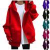 Women's Casual Loose Long-sleeved Zipper Hooded Long Padded Sweatshirt Coat
