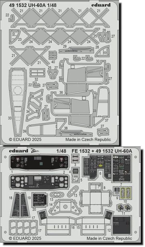 Eduard Etching Parts Plastic Model Parts EDU491532 1/48 UH-60A (for ICM) (Airplane)