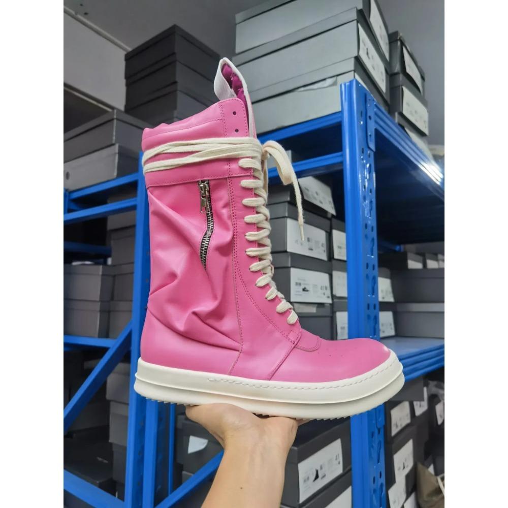 Рик Винтажные Высокие Ботинки Мужские Мотоциклетные Ботинки Высочайшего Качества Натуральная Кожа Бренд Молния Длинные Ботинки Женские Карманные Ботинки до Икры