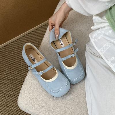 Французские туфли Мэри Джейн на плоской подошве в стиле ретро женская обувь 2025 осень мягкая подошва универсальные нежные сочетающиеся с юбкой туфли Дуду