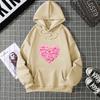 Yurak shaklidagi bosma grafik kaputlar Yoqimli liboslar Moda bo'sh pullover Sweatshirt Kundalik qizlar uchun qalpoqli toplar