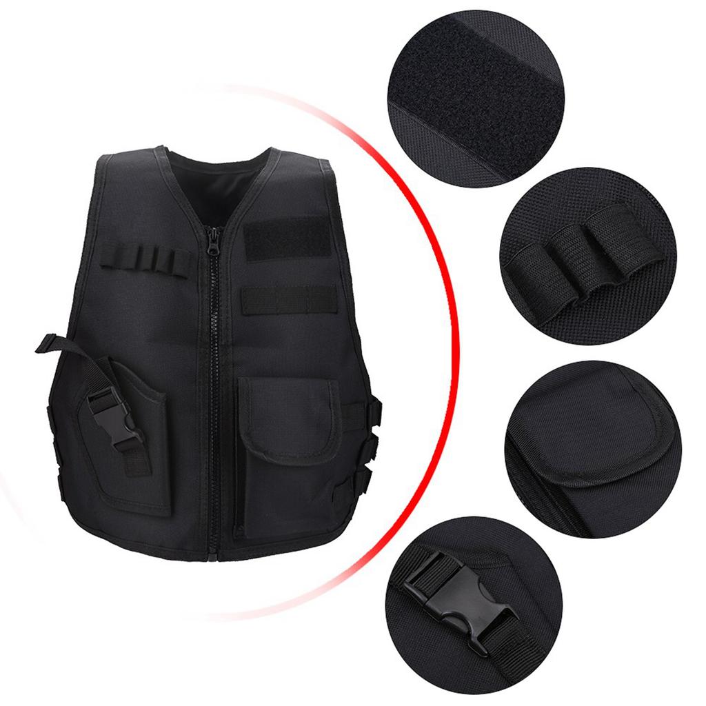 Дышащий детский жилет защитный жилет для охоты на открытом воздухе боевых игр черный S