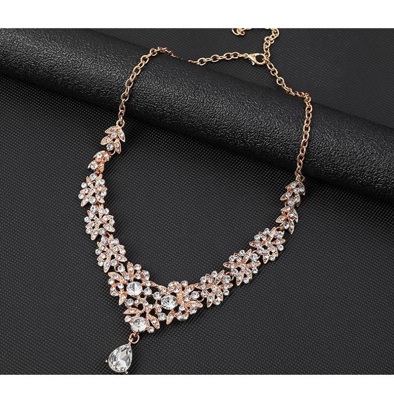 GemChic женские новые изысканные сплав полые цветы кристалл циркон капли ожерелье серьги комплект из двух частей день рождения рождественский подарок ювелирные изделия
