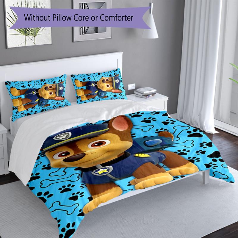 3pcs Paw Patrol characters pattern bedding set duvet cover set includes duvet cover &pillowcases, perfect all season bedroom decoration & gift
