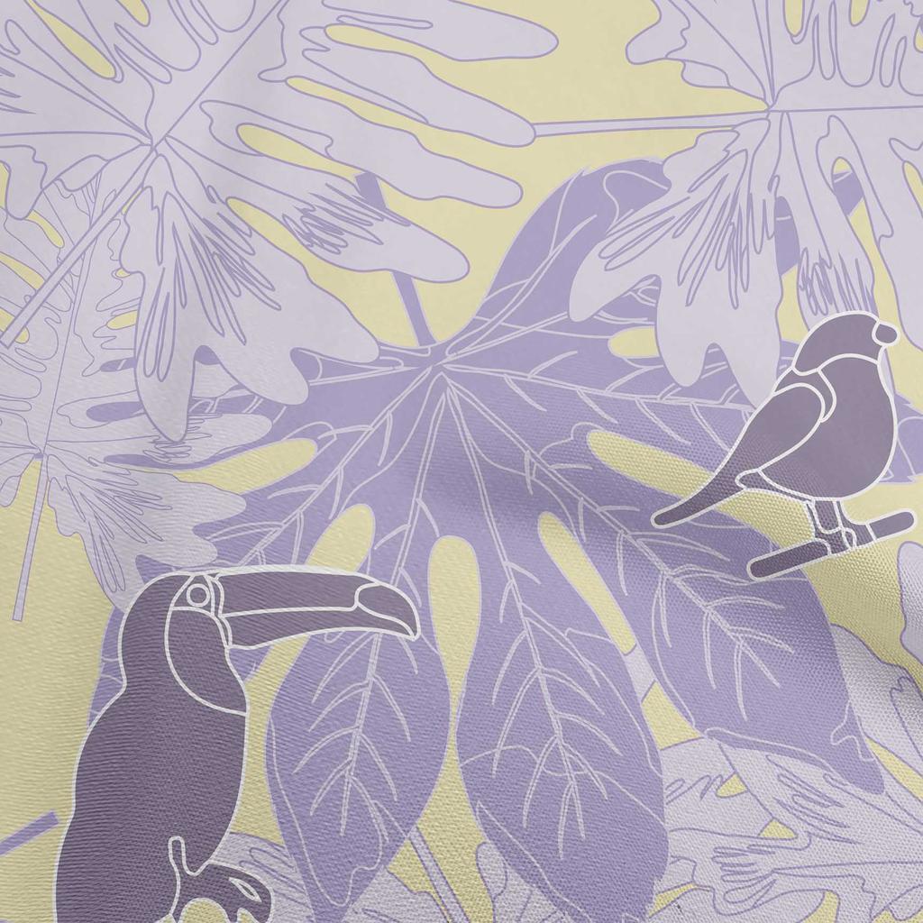 oneOone Ткань Cotton Flex Light Green, тропические птицы с листьями, ткань для шитья, напечатанная ткань для рукоделия, по ярдам, 40 дюймов