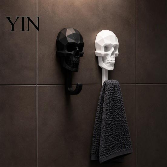 Sturdy PLA Skull Hanger Wall Hook, 3D Printed Gothic Decorative Adhesive Key Heavy Duty Hook Holder, Mounted Storage Organizer for Home Bedroom