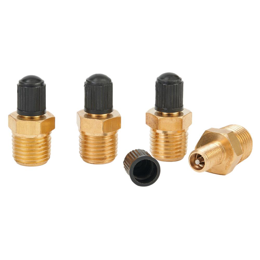 4Pcs 1/4" NPT MPT Tank Fill Valves Solid Brass With Core Black Plastic Cap Air Compressor Tank Fill Valve For Air Compressor