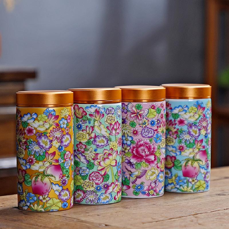 Enamel Tea Candy Jar Ceramic Candy Jar Multifunctional Home Herbs Coffee Bean Sealed Box Kitchen Storage Bottle Home Decoration
