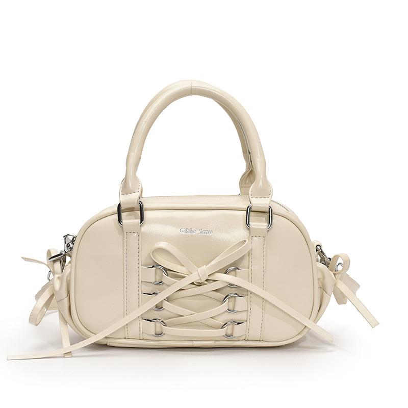 2025 New Simple Ballet Style Lace-up Niche Portable Boston Bag Casual Niche Versatile Foreign Style Messenger Bag