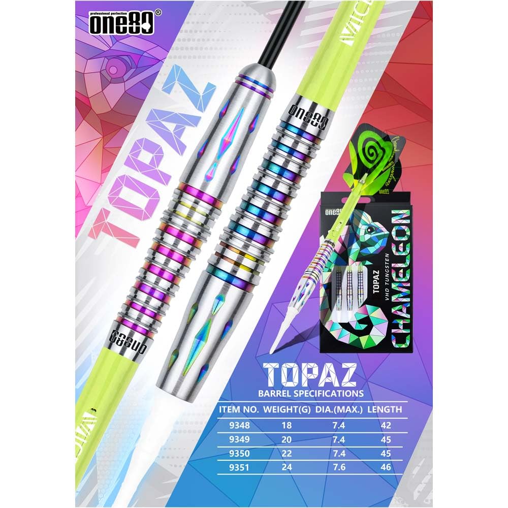 One80 CHAMELEON TOPAZ Chameleon Topaz STEEL 24g Dart Barrel Dart Set