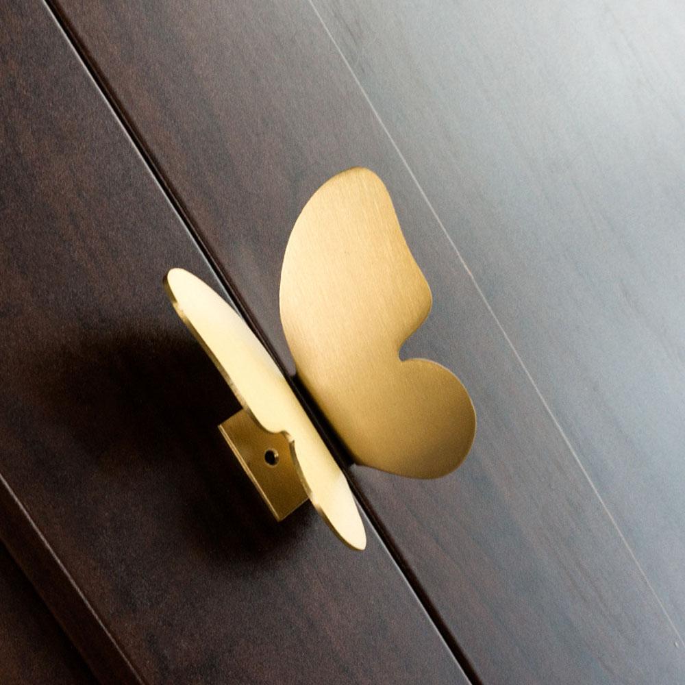 Dresser Cabinet Pulls Gold Color Pull Handle Drawer Handles Butterfly Door Knob Furniture Hardware