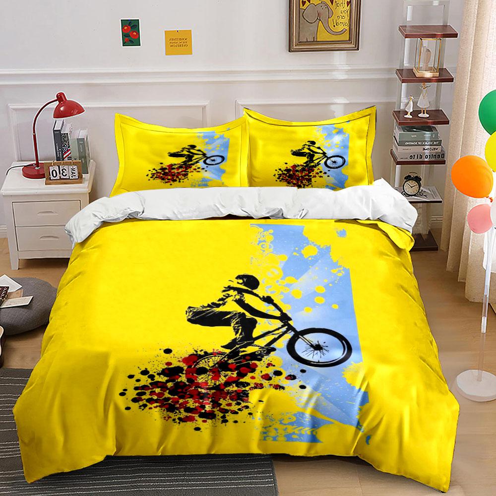 Cyclist with paint splatters. Bedding sets Duvet cover sets Duvet covers Pillowcases(1*Duvet Cover 2*Pillowcases without duvet insert)