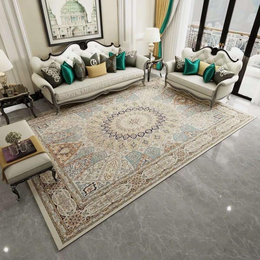 American Retro Ins Style Living Room Ethnic Carpet Decoration Bedroom Anti Slip Washable Bedroom Fully Rug Large Area Office Mat