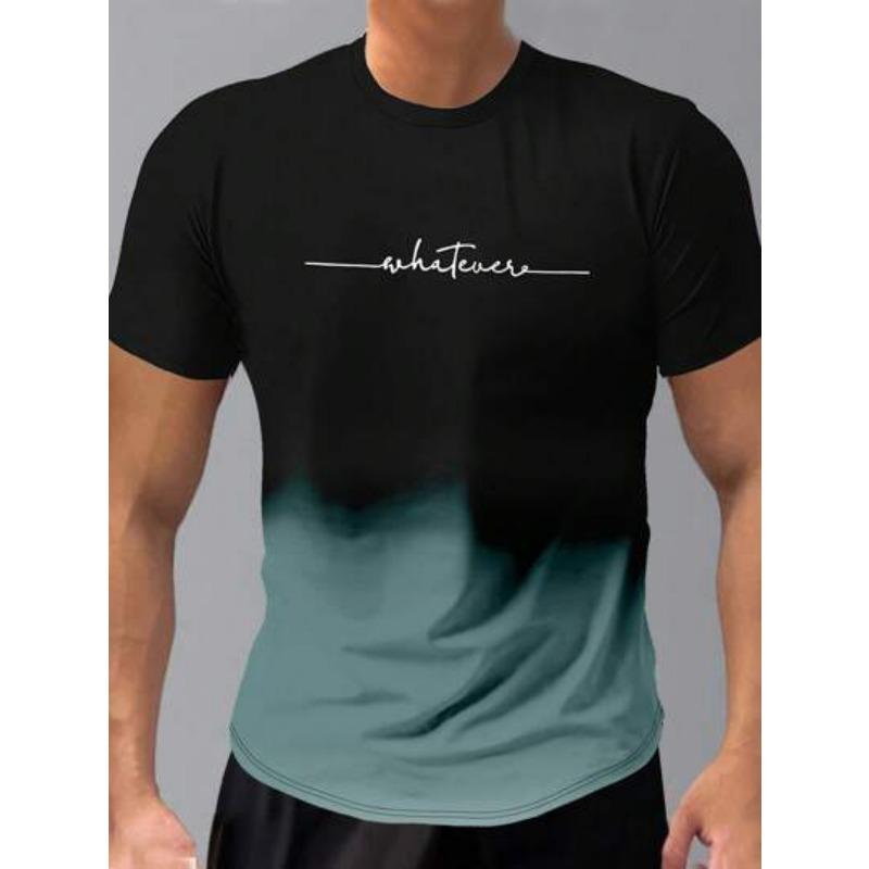 Летний топ с круглым вырезом и 3D-печатью с градиентными буквами, модные повседневные футболки с короткими рукавами для мужчин