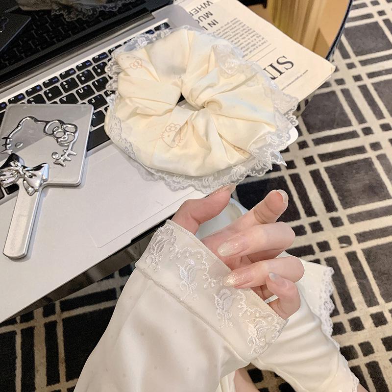 2025 Women's Ice Silk Pajama Set: Cute Kitty, Long-Sleeve for Spring and Autumn