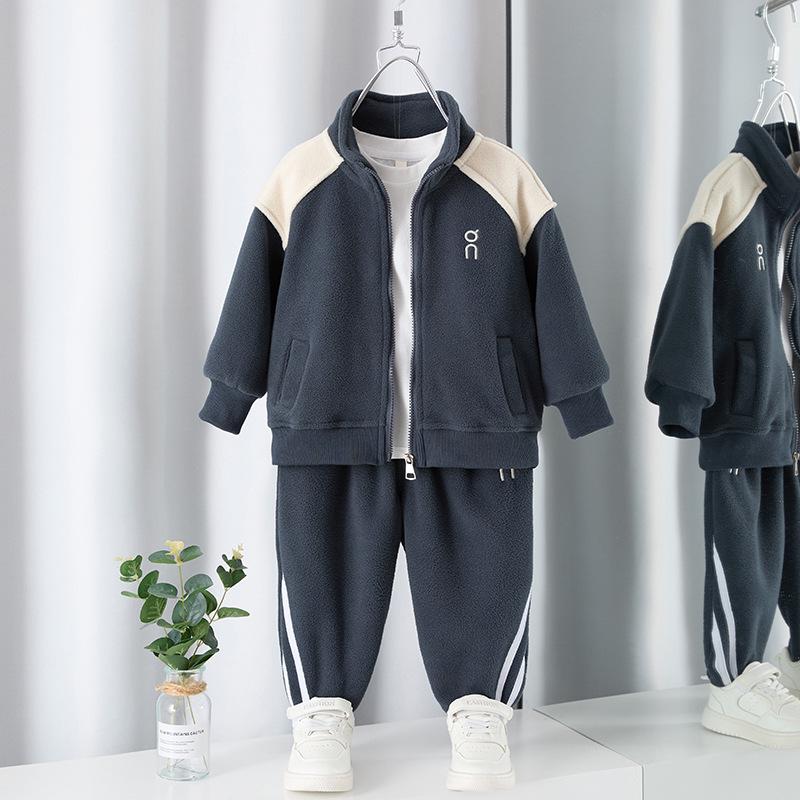 Зимний спортивный комплект из двух предметов для мальчиков с флисовой подкладкой, 2025