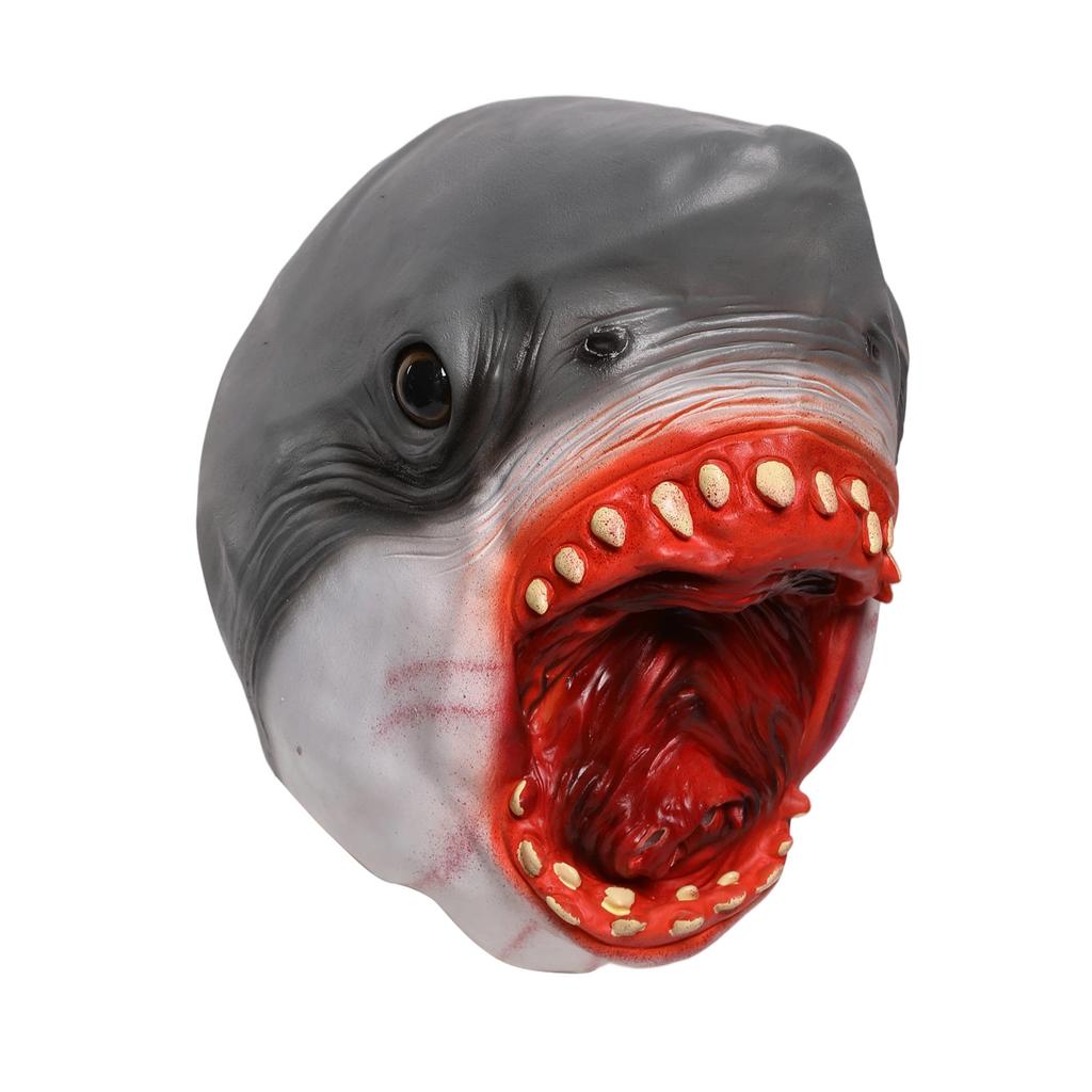 Halloween Horror Shark Latex Mask Shark Fin Costume Megalodon Mask Bloody