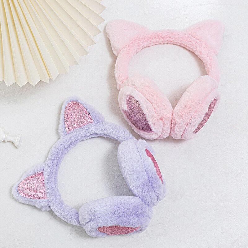 Winter Womens Kids Soft Cat Earmuffs Ladies Girls Plush Earflap Warmer Ear Muffs