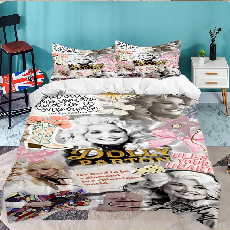 Dolly Memorial Tribute 3pcs Bedding Set,Including 1pc Duvet Cover And 2pcs Pillowcases Perfect Gift for Christmas,Ideal for Bedroom, Dormitory