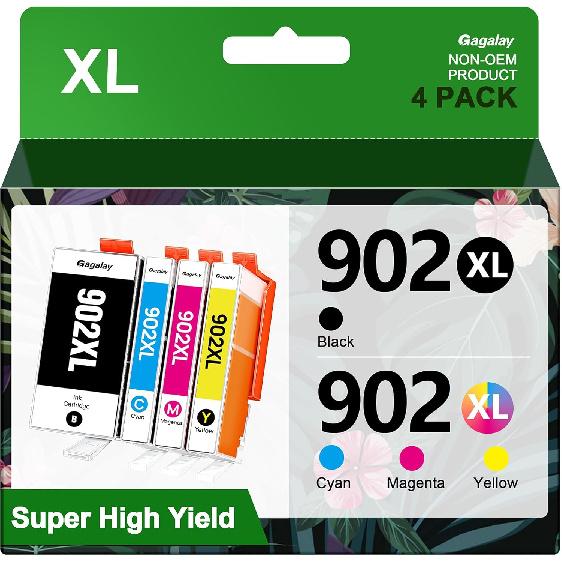 902XL Ink Cartridges for HP Printers Replacement for HP 902XL Ink Cartridges Combo Pack HP902XL Works for OfficeJet 6958 6962 6950 Pro 6978 6968 6975