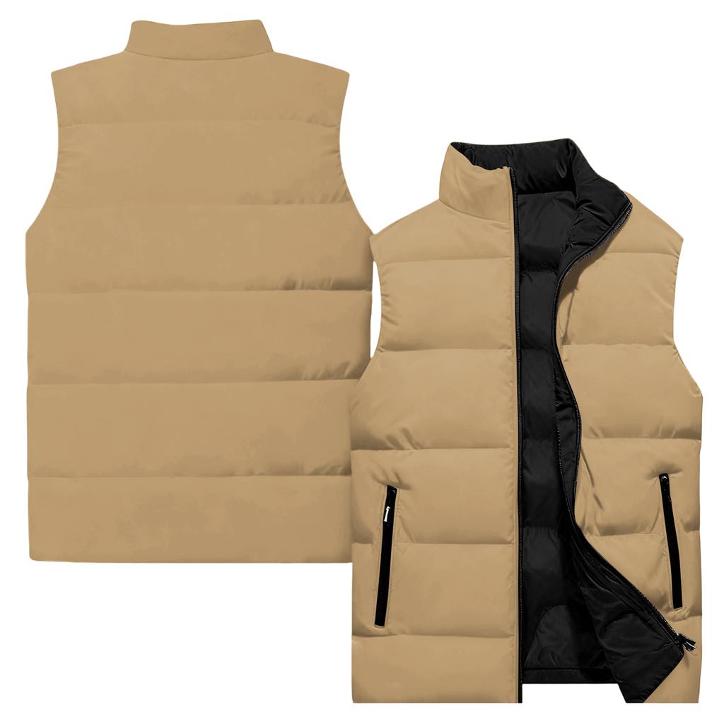 Men's Casual And Fashionable Sleeveless Vest, Solid-color Printed Cotton Jacket