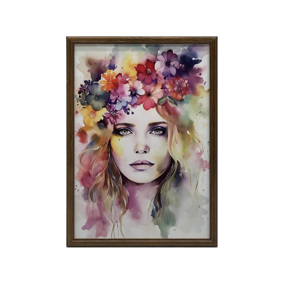 Twarz Kobiety Z Wiankiem Twarz Kobiety Z Wiankiem, 70X100 Cm, Bez Ramy, Płótno Premium Na Blejtramie