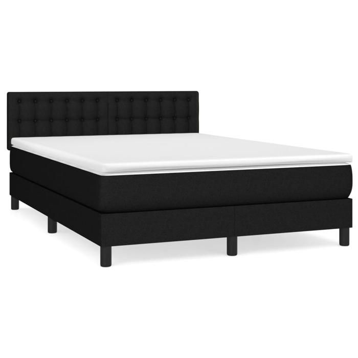 Maison Exclusive - Sommier à lattes de lit avec matelas Noir 140x190 cm Tissu