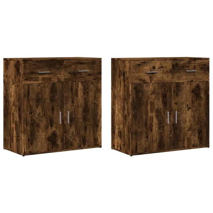VidaXL Buffets 2 Pcs Smoked Oak 79x38x80 Cm Engineered Wood 3276620