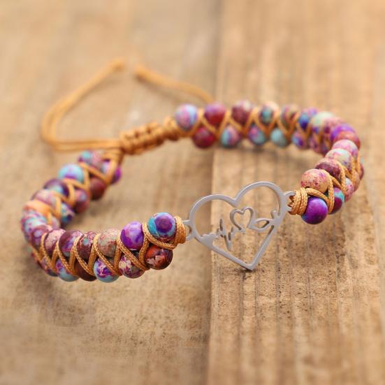 Браслет для пар, двухслойный, сотканный вручную, регулируемый, из нержавеющей стали, плетеный в виде сердца любви, подвеска из веревки на удачу