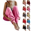 Women's Casual Solid Elastic Waist Loose Plush Pants Beam Long Home Pants