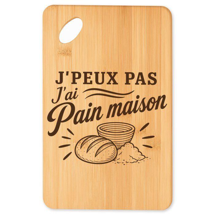 Planche à découper - PLANETEE - Plateau apéro 30×20 cm - Gravure laser - Bambou massif - Trou 24 mm
