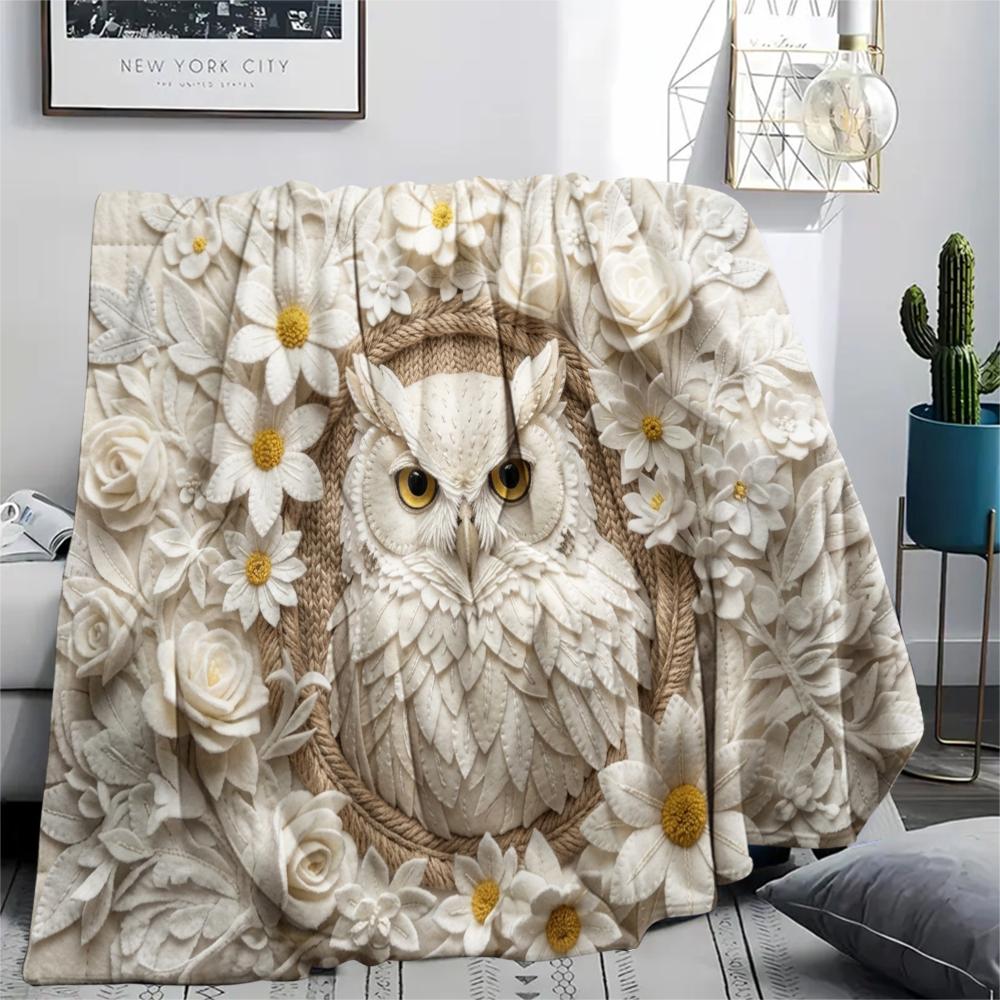 1Pc owl Print Flannel Blanket, High quality Comfortable for All Seasons, Home Decor, Warmth and Comfort, Perfect for Christmas Gifts W65