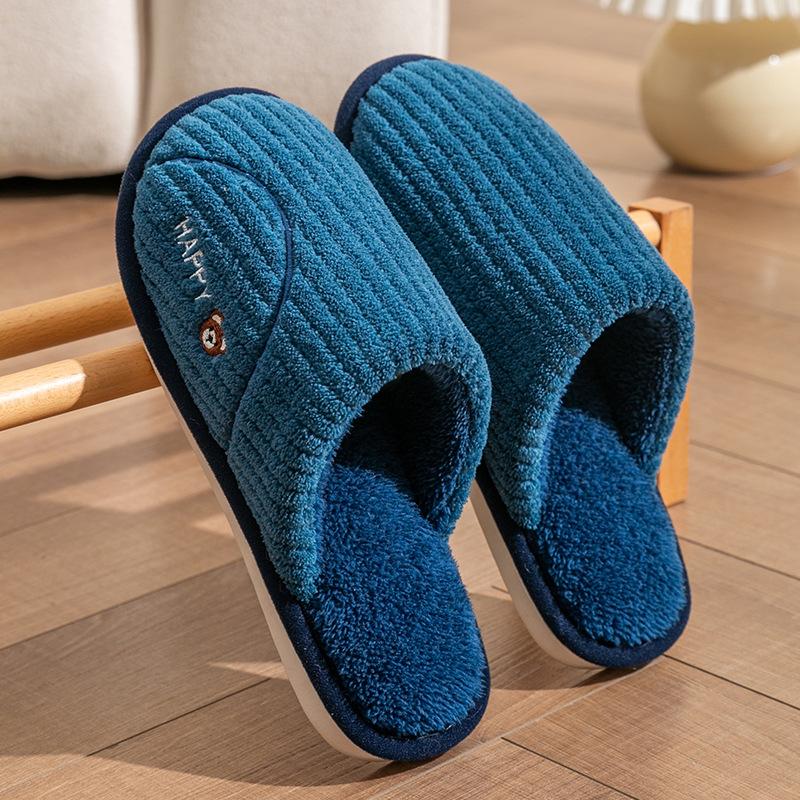 Cotton Slippers Women's Winter Home Use Spring and Autumn Indoor Warm Non-slip Home Winter Couple Plush Men