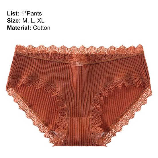 Mid-rise Briefs Thin Breathable Lace Decor Panties for Inner Wear