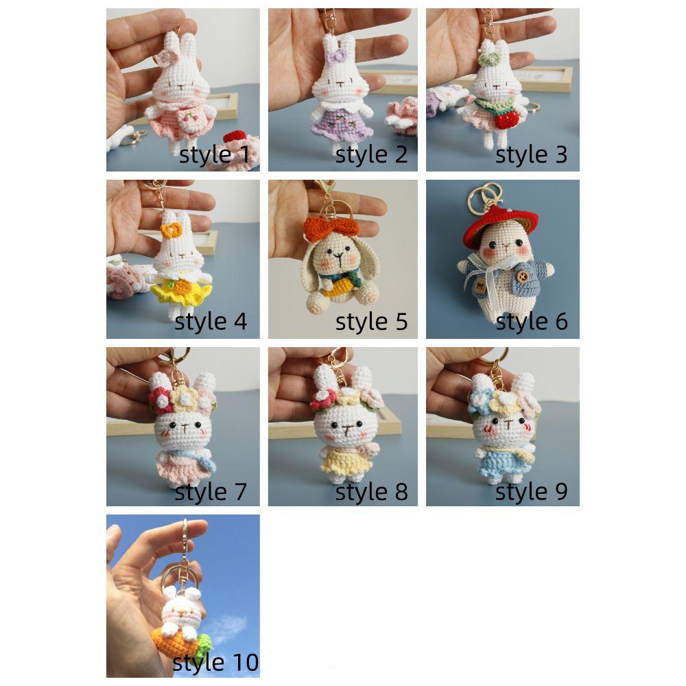 Cartoon Carrot Bunny Keyrings Knitting Rabbit Doll Pendant Crochet Keyrings Friends Gift
