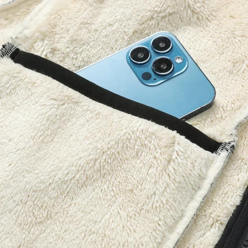 2024 Autumn and Winter Lambswool Vests Men New Warm Padded Stand-up Collar Large Size Casual Versatile Trend Jacket Shoulders