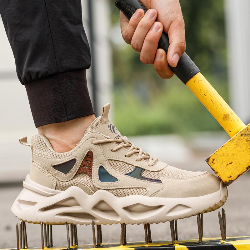 Lightweight Steel Toe Shoes Work Sneakers For Men Anti-smash Anti Puncture Safety Shoes Breathable Protective Shoes Non-slip