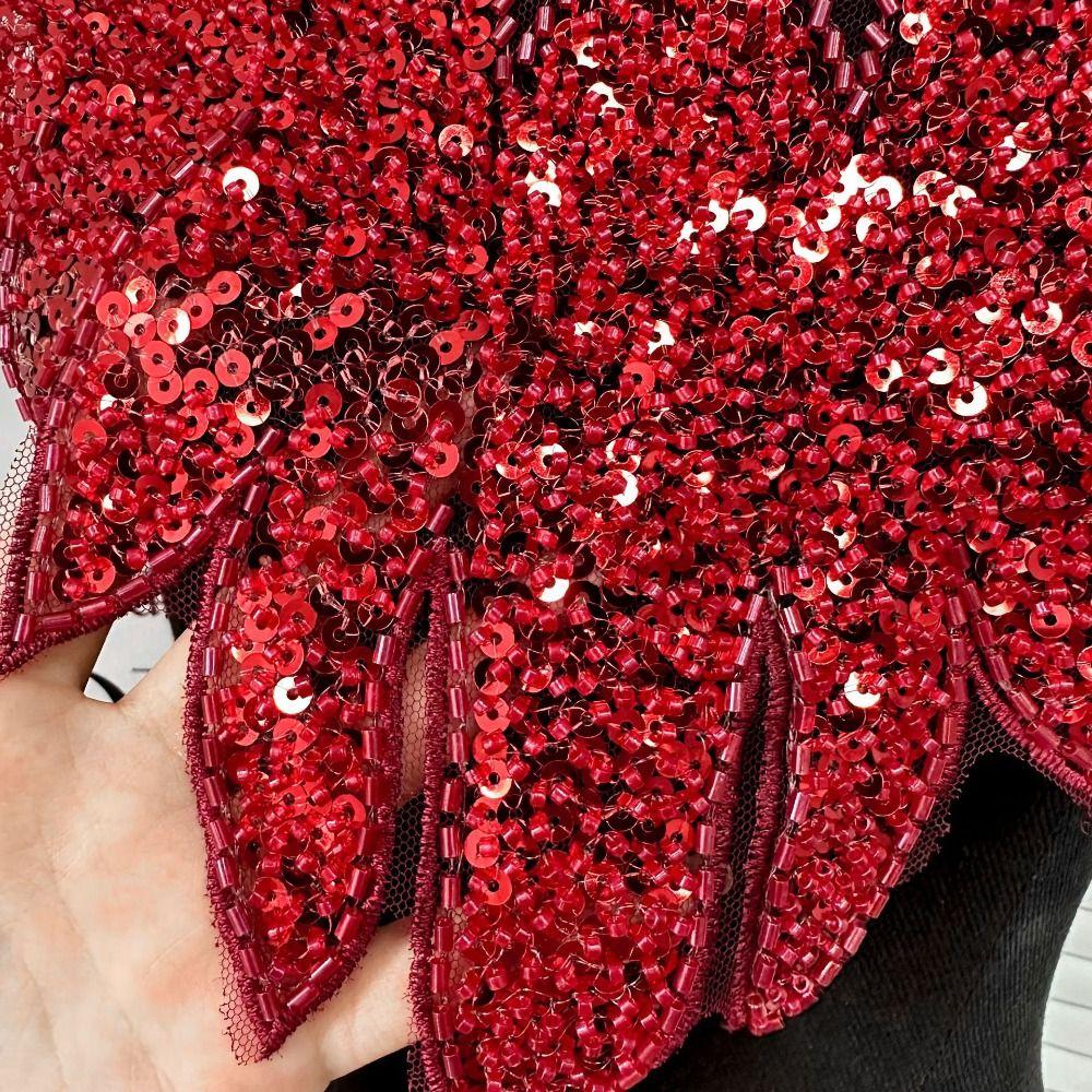 Блестящий кружевной вырез с аппликацией из бисера, нашивка на вырезе, имитация воротника, блестки, кружевной воротник, шитье