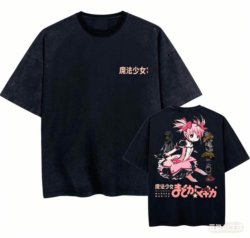 Puella Magi Madoka Magica Хлопковая футболка Одежда на весь год Высокое качество Личность Одежда Большие размеры Унисекс Новая модель Ретро Мода