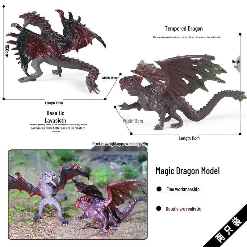 Dinosaur & Dragon Plastic Toy Set: Mythical Animal Figures for Kids