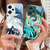 Белый и синий феникс для Xiaomi 14 Ultra 13 Lite Redmi Note 13 11 Pro 12 Plus Poco X6 3 Pro F4 6 GT Закаленный чехол для телефона