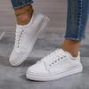 Fashion 2024 Spring and Autumn Women's Shoes Fashion Round Toe Solid Color Flat Bottom Casual Large Size Lace-Up Women's Sports Shoes