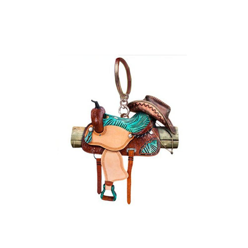 Horse Western Cowboy Saddle Shape Keychain Acrylic Charm Pendant Hanging Keyring Decoration Car Key Rings Holder Gifts Not 3D