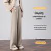 Women's Wool-Blend High-Waist Wide-Leg Casual Pants